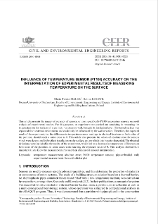 Influence of Temperature Sensor (Pt100) Accuracy on the Interpretation of Experimental Results of Measuring Temperature on the Surface