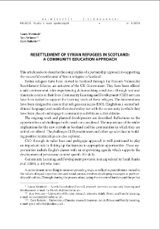 Resettlement of Syrian Refugees in Scotland: A Community Education Approach = Rozmieszczenie uchodźc&oacute;w syryjskich w Szkocji: podejście wsp&oacute;lnotowe do edukacji