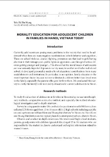 Morality education for adolescent children in families in Hanoi, Vietnam today = Edukacja moralna adolescent&oacute;w we wsp&oacute;łczesnych rodzinach wietnamskich w Hanoi