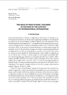 The role of high school teachers in Vietnam in the context of international integration = Rola nauczycieli szk&oacute;ł średnich w Wietnamie w kontekście integracji międzynarodowej