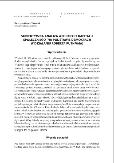 Subiektywna analiza włoskiego kapitału społecznego (na podstawie "Demokracji w działaniu" Roberta Putnama) = The subjective analysis of Italian social capital (based on "Making Democracy Work" by Robert Putnam)